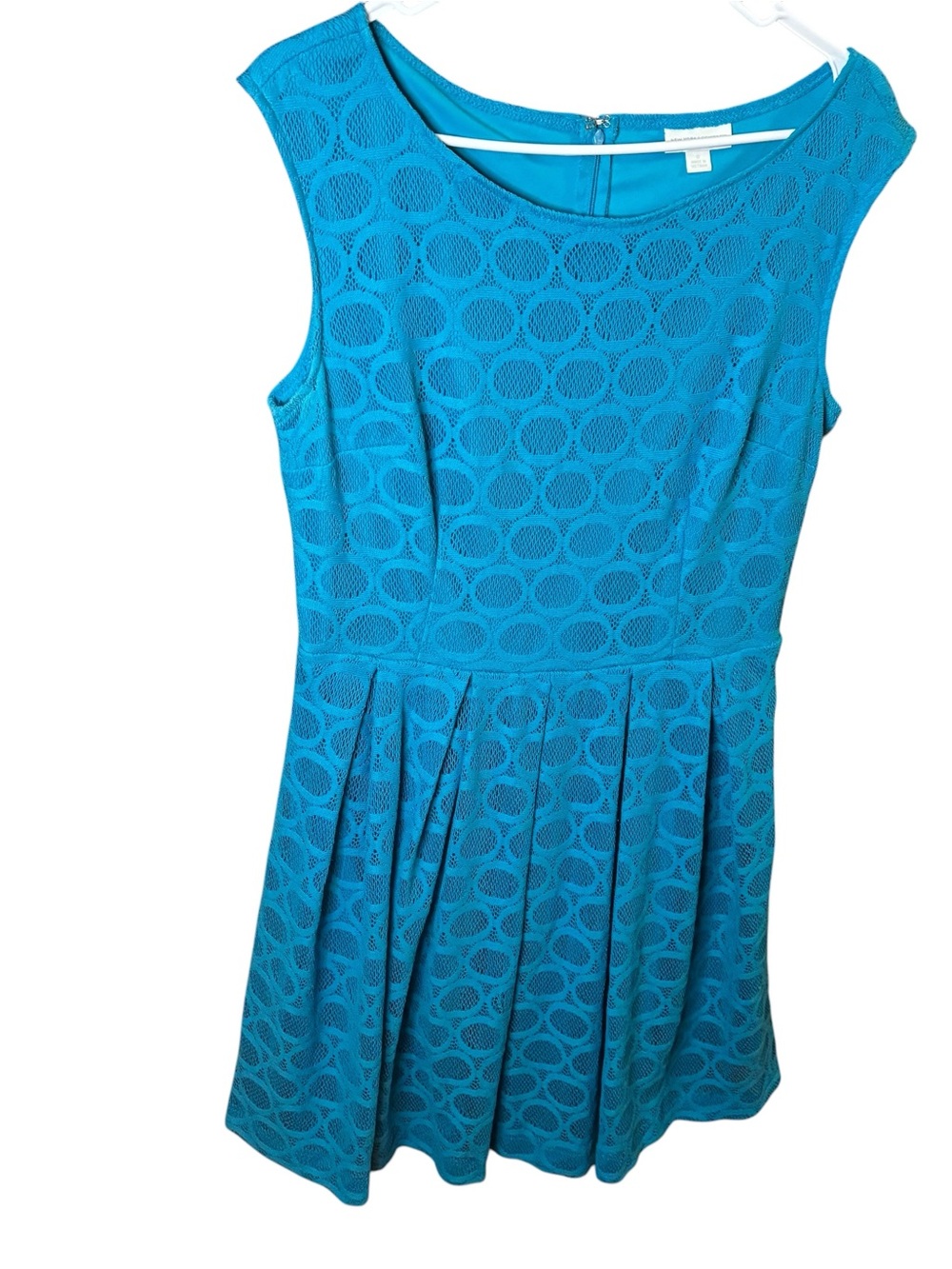 New York & Company Lace Overlay Fit-and-Flare Dress